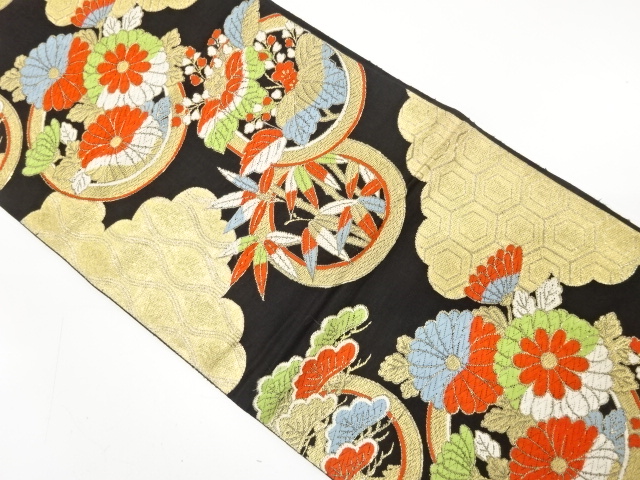JAPANESE KIMONO / ANTIQUE FUKURO OBI / SILK / WOVEN ROUNDEL